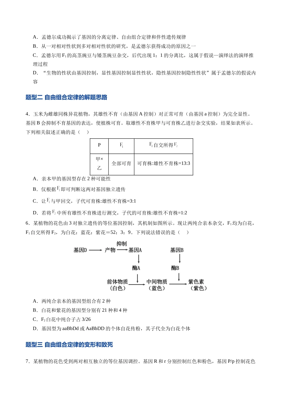 第17讲 自由组合定律(专项训练)(安徽专用)(学生版) .docx_第2页