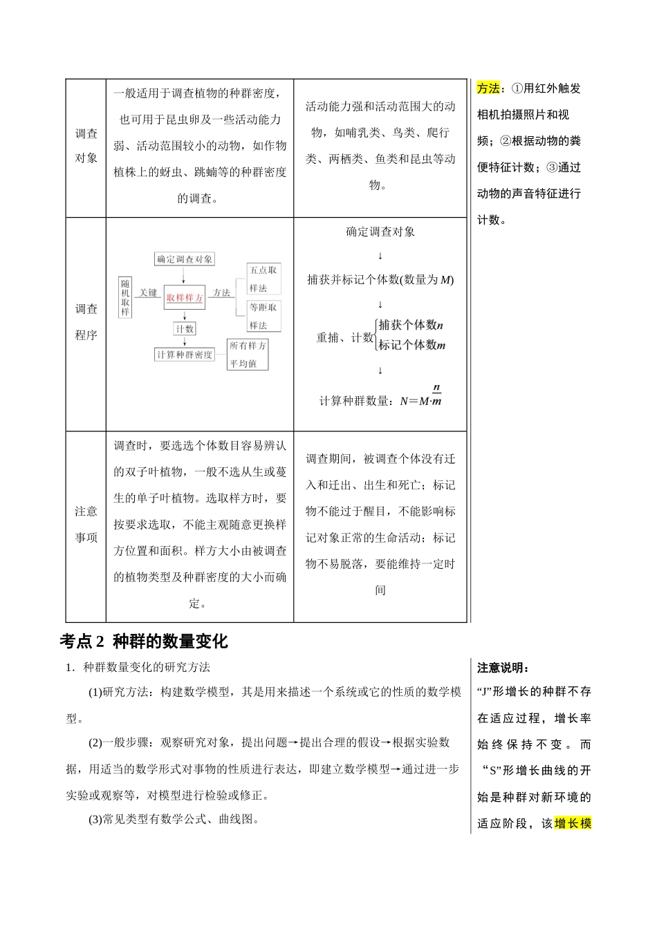 知识清单27 种群及其动态（3大考点+8个易错点）.docx_第3页