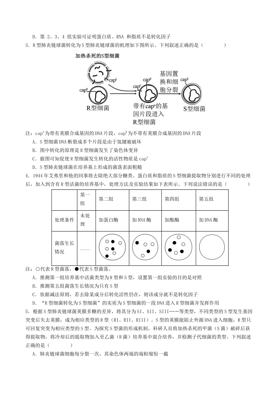 第19讲 DNA是主要的遗传物质(专项训练)(学生版).docx_第2页