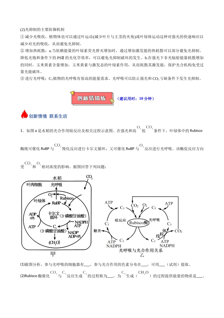 重难题型03 光呼吸、光抑制与光系统(学生版).docx_第3页