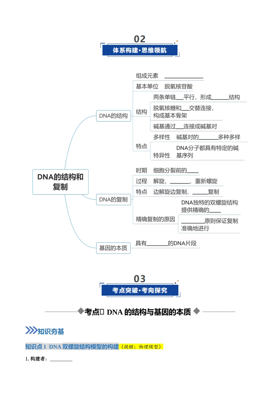 第20讲 DNA的结构、复制与基因的本质(复习讲义)(全国通用)(原卷版).docx_第3页