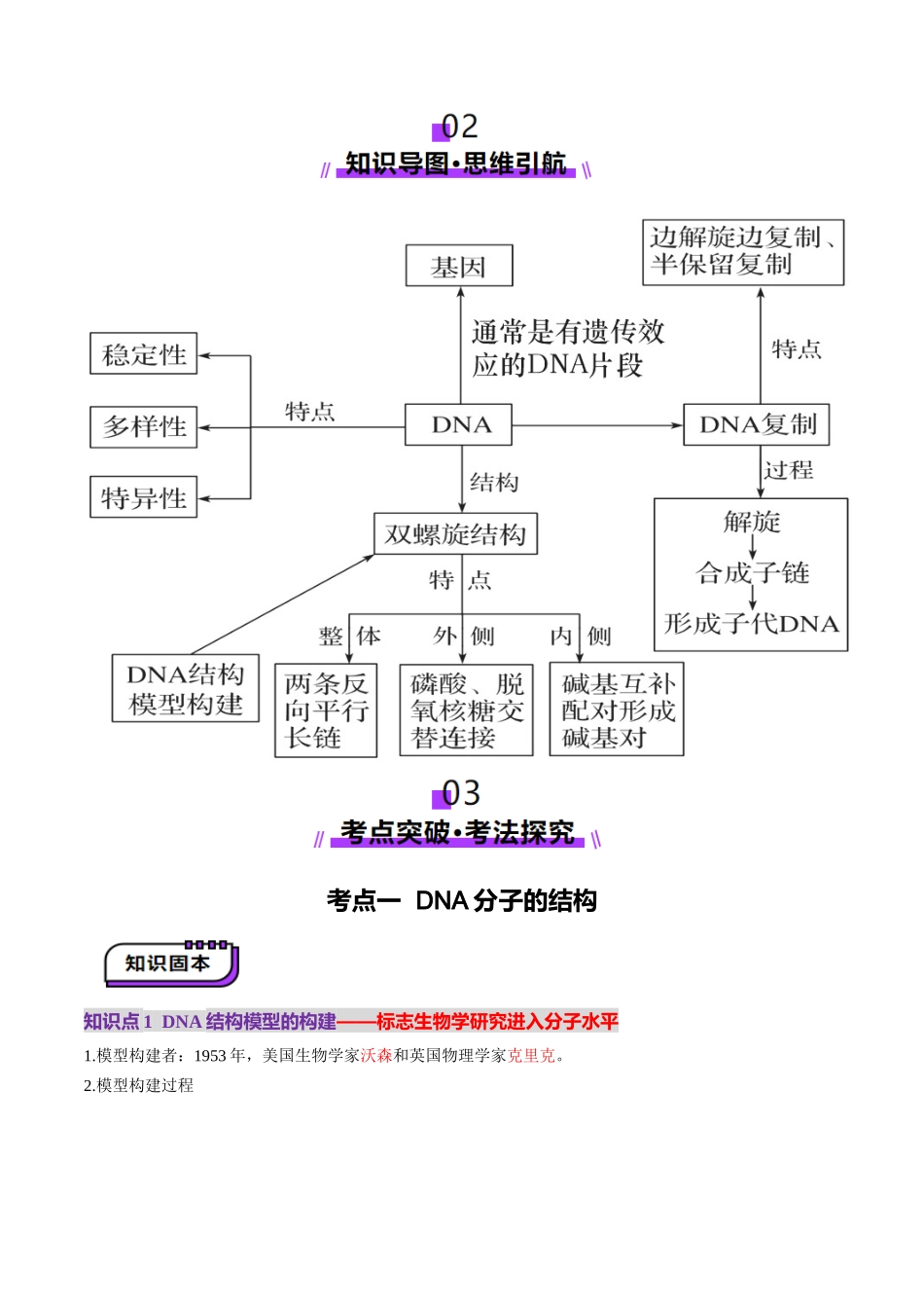 第20讲 DNA分子的结构、复制与基因的本质（讲义）（学生版）.docx_第3页
