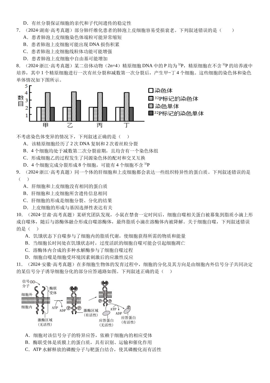 专练03 细胞的生命历程(30题)(学生版).docx_第2页