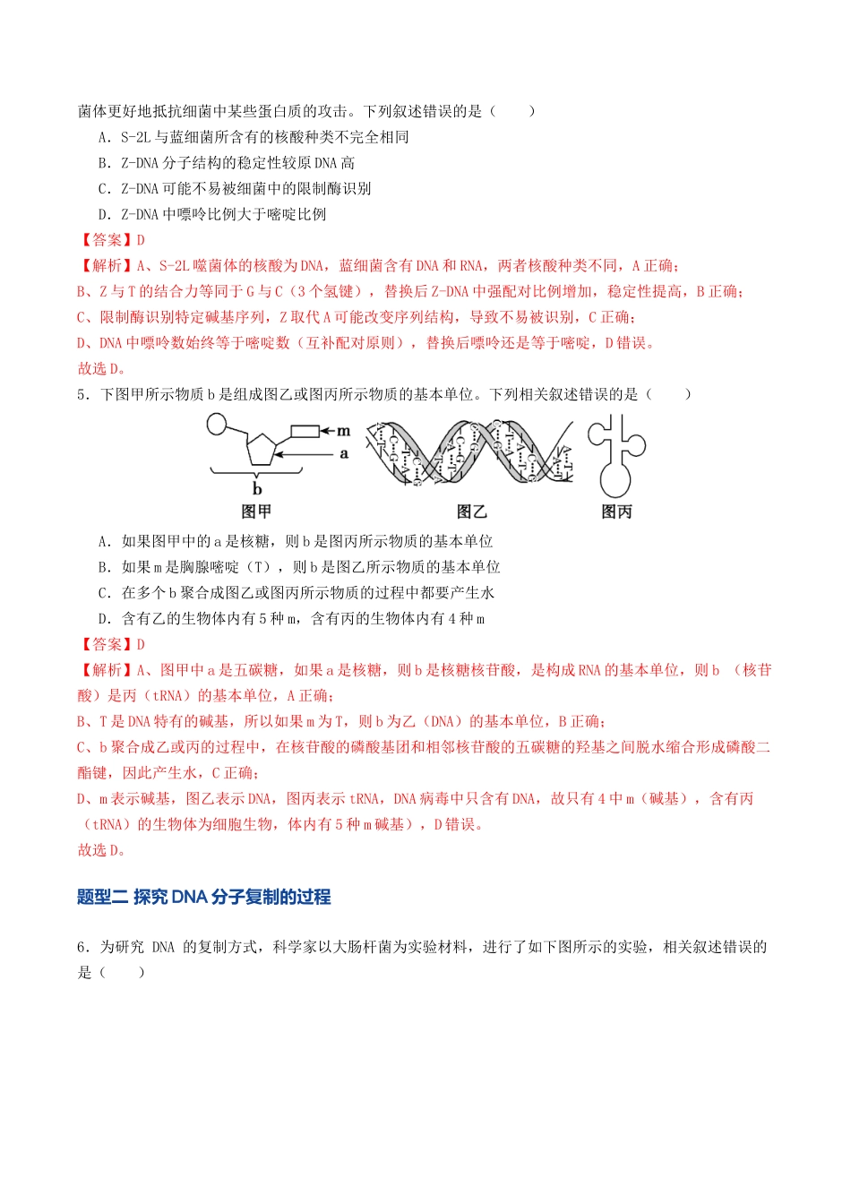 第20讲 DNA分子的结构、复制与基因的本质（专项训练）（教师版）.docx_第3页
