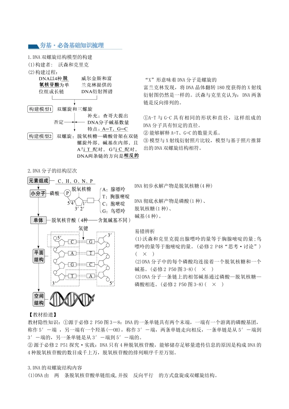 第21讲 DNA分子的结构、复制与基因的本质（讲义）（教师版）.docx_第2页