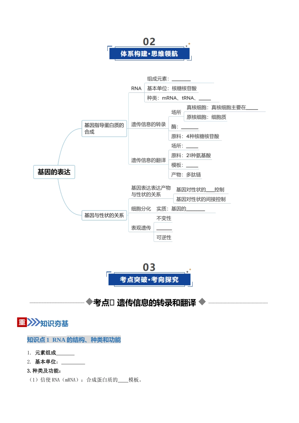 第21讲 基因的表达、基因与性状的关系(复习讲义)(全国通用)(学生版).docx_第3页