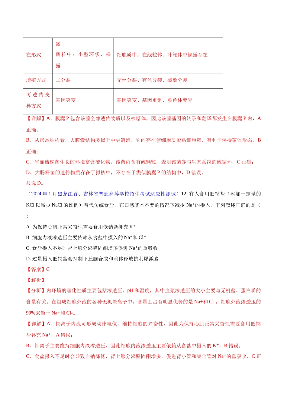 专题01 细胞的分子组成、结构和物质运输(解析版).docx_第3页