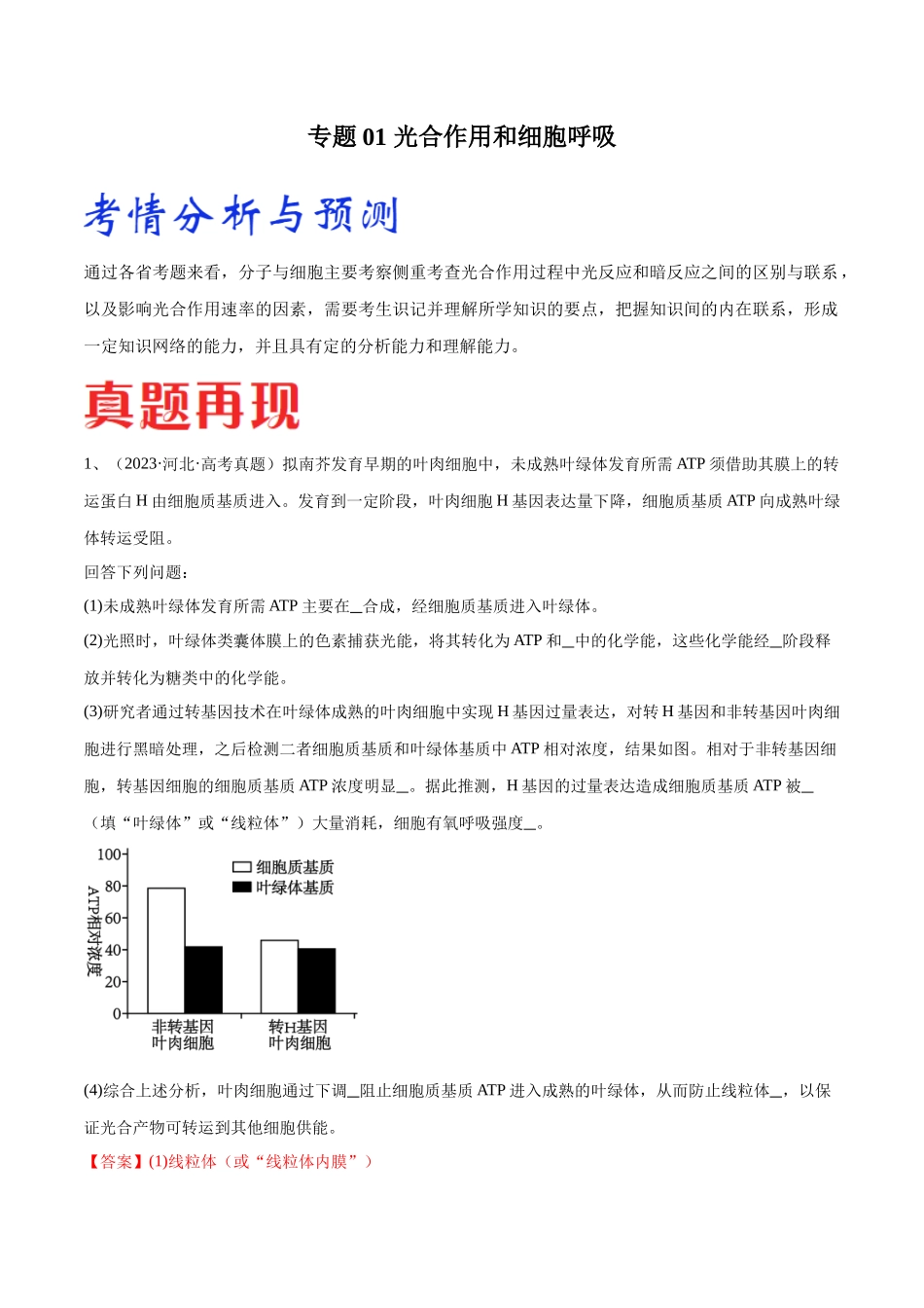 专题01 光合作用的应用（新高考通用）（解析版）.docx_第1页