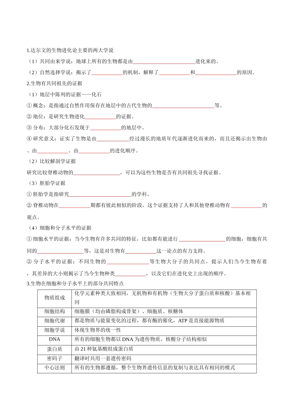 第23讲 生物的进化（知识清单）（全国通用）（学生版）.docx_第3页