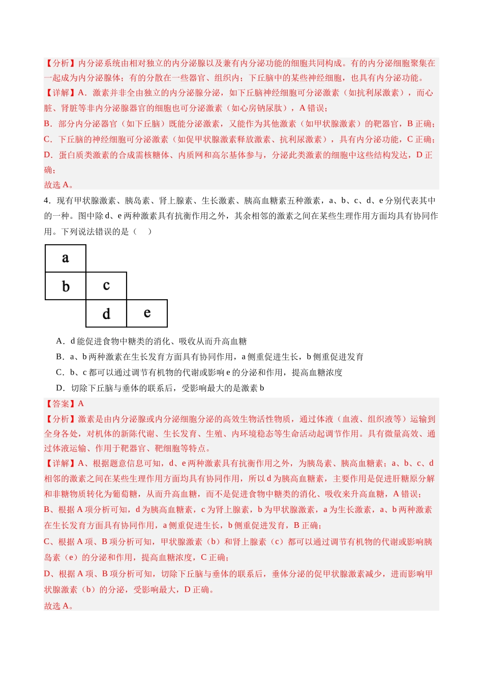 第24讲 体液调节(专项训练)(黑吉辽蒙专用)(教师版).docx_第3页