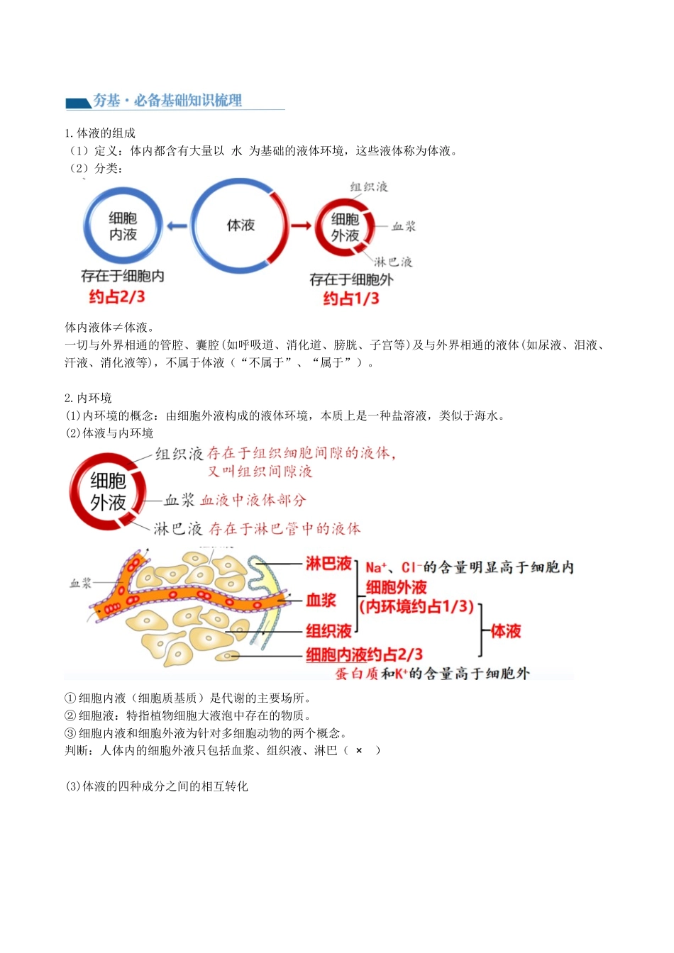 第25讲 内环境与稳态(讲义)(教师版).docx_第2页