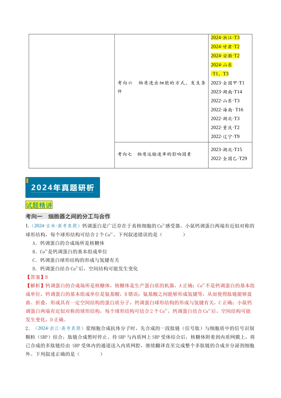 专题02 细胞的结构、功能及物质运输-(新高考通用)(解析版).docx_第2页