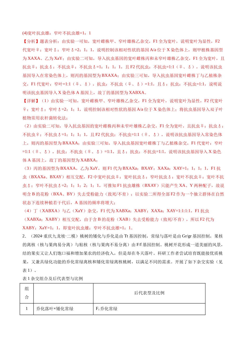 专题02 遗传推理与实验设计（解析版）.docx_第2页