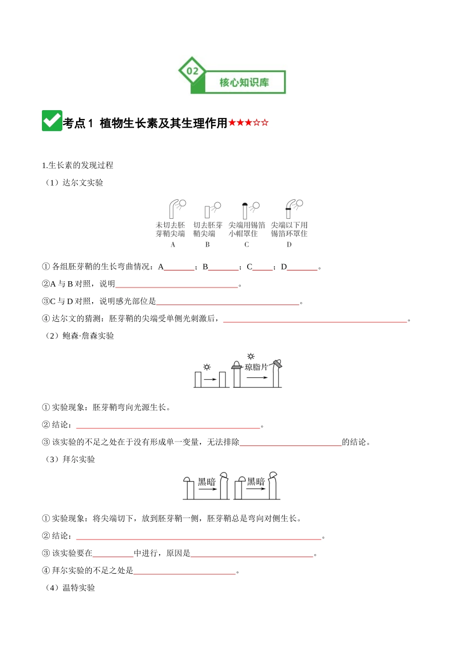 第31讲 植物生命活动调节(知识清单)(全国通用)(学生版).docx_第3页