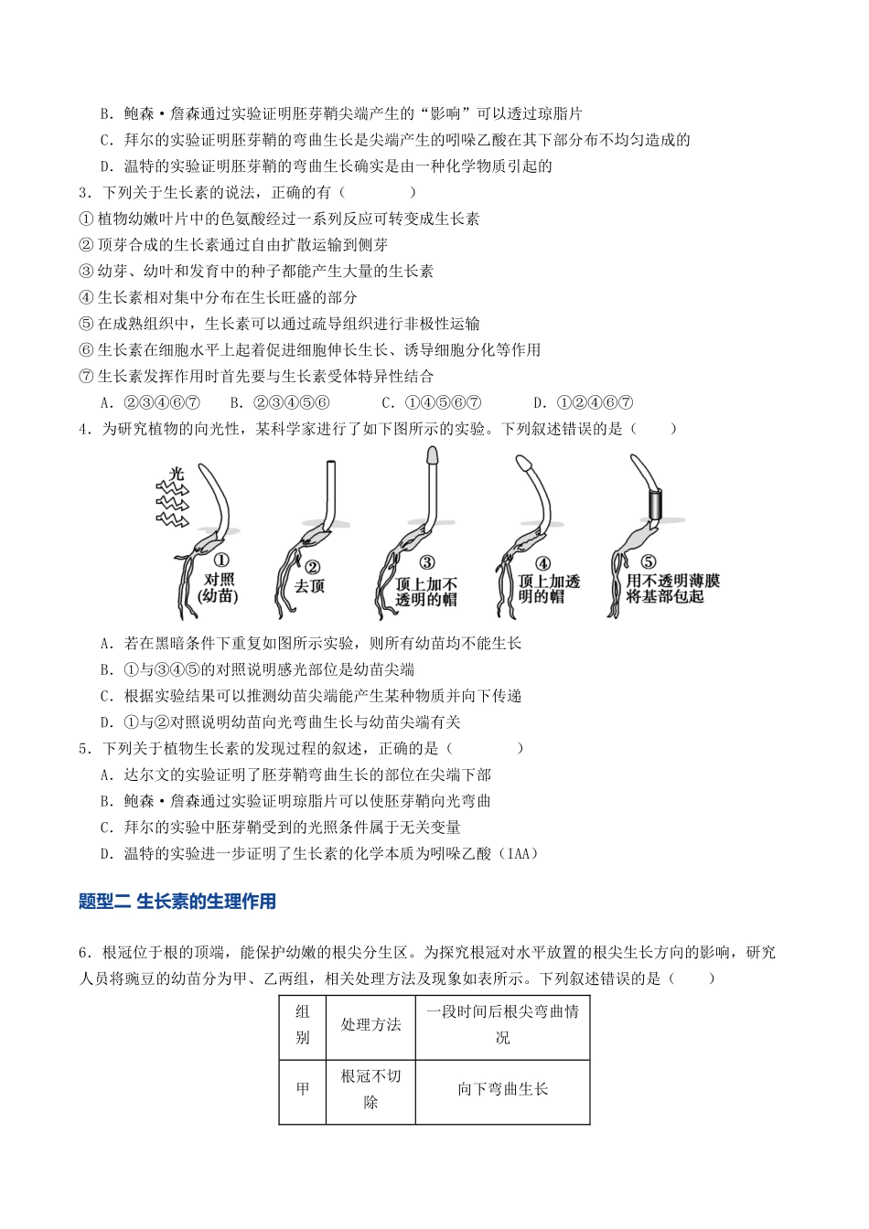 第31讲 植物生命活动调节（专项训练）（学生版）.docx_第2页
