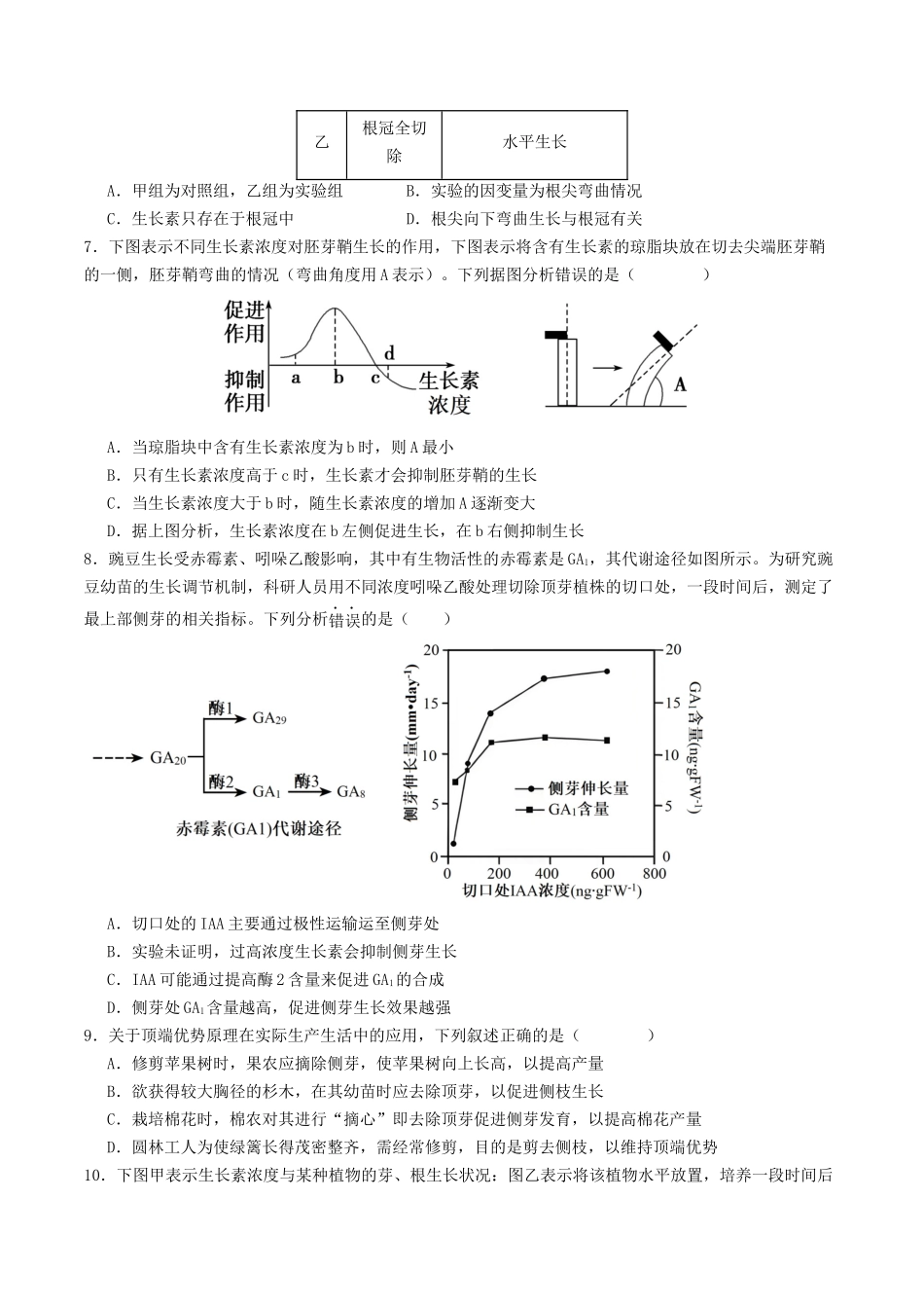 第31讲 植物生命活动调节（专项训练）（学生版）.docx_第3页