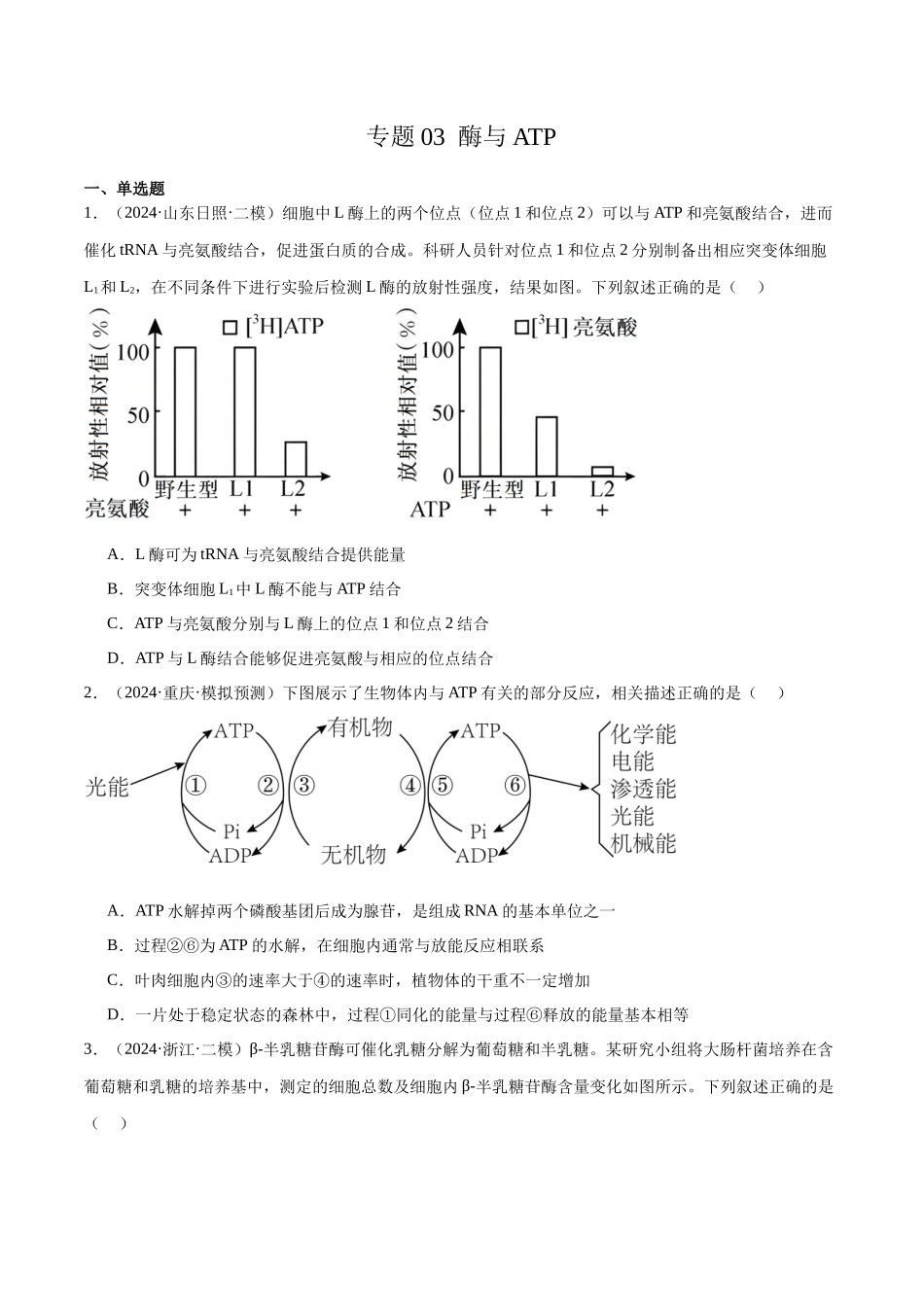 专题03 酶与ATP(原卷版).docx_第1页