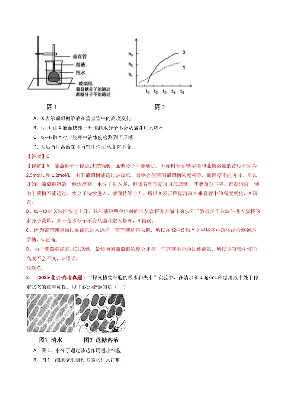 专题03 物质的跨膜运输(全国通用)(教师版).docx_第2页