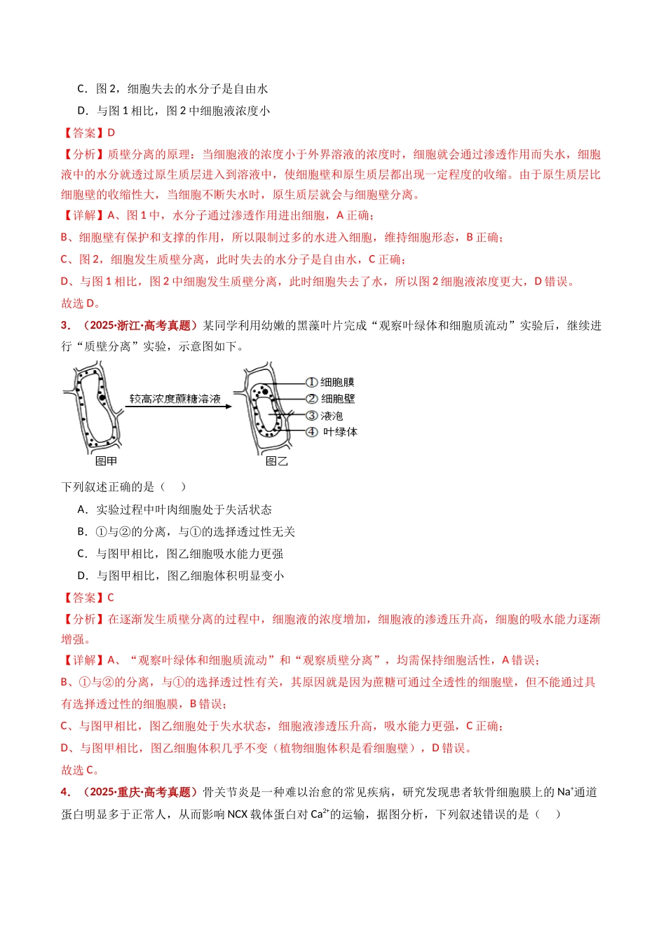 专题03 物质的跨膜运输(全国通用)(教师版).docx_第3页