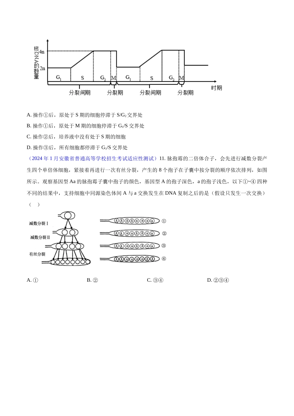 专题03 细胞的生命历程（含减数分裂）（原卷版） .docx_第3页