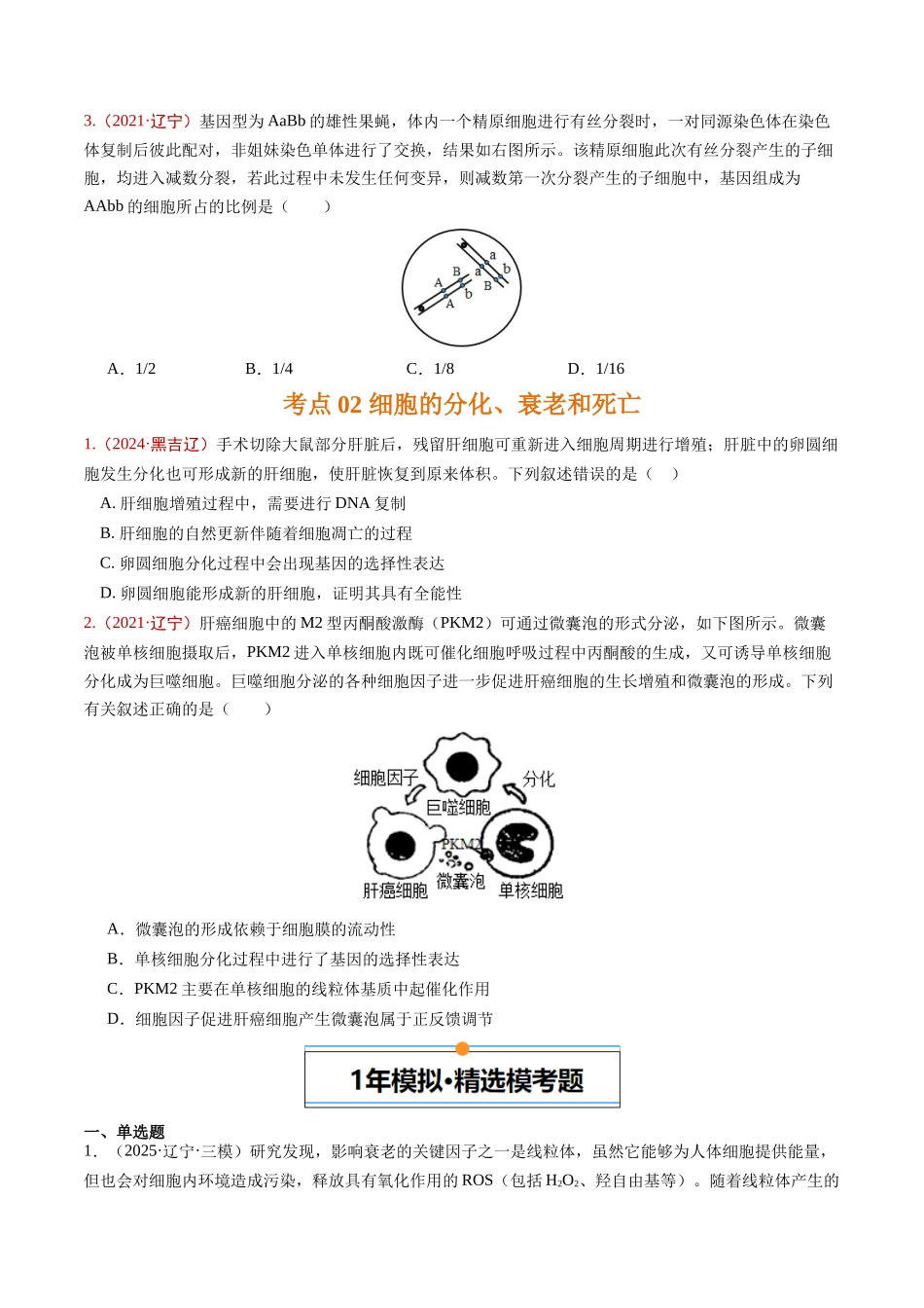 专题03 细胞的生命历程（学生版）.docx_第2页