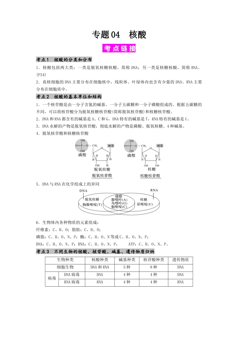 专题04 核酸（原卷版）.docx_第1页