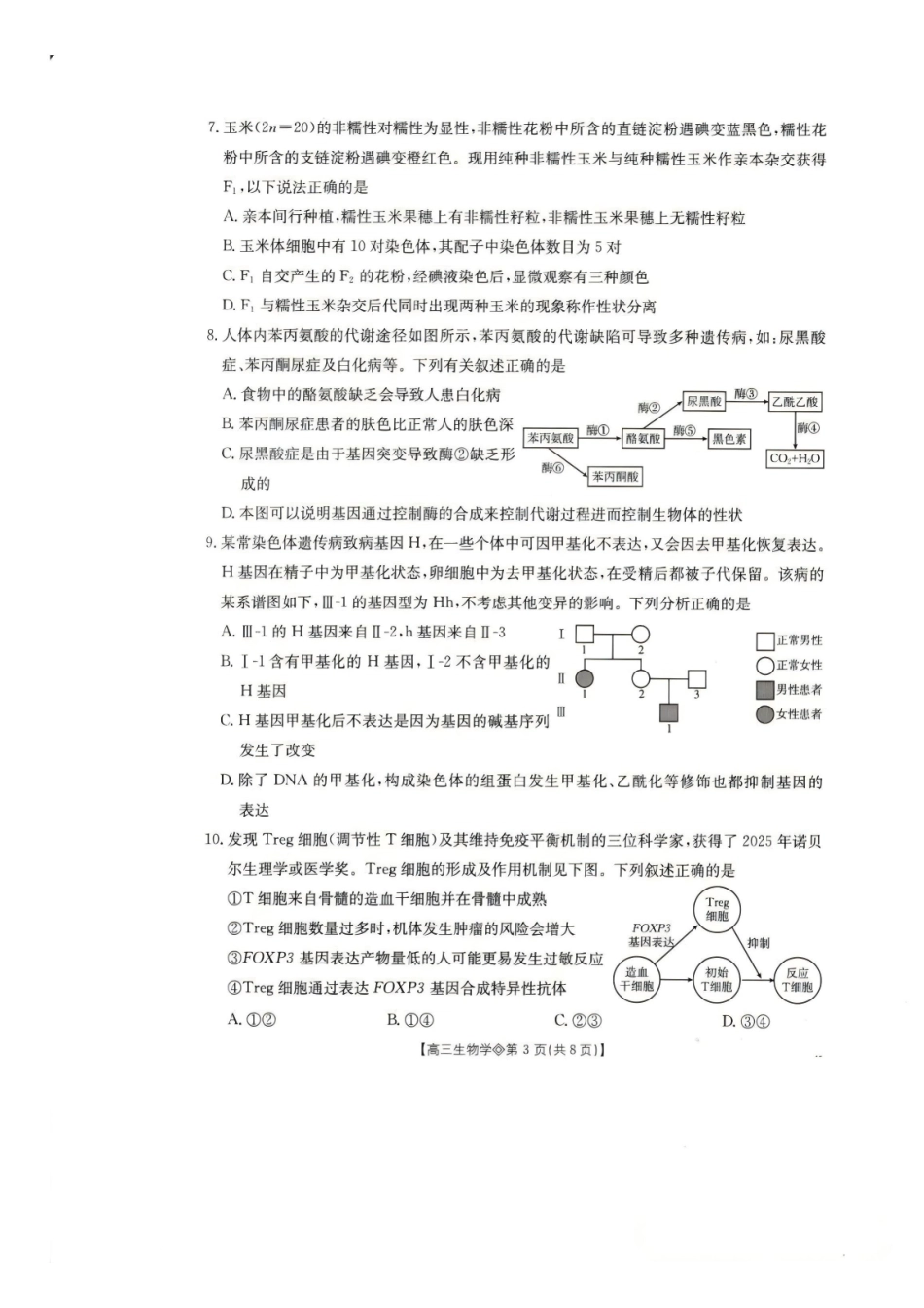 安徽阜阳市2026届高三一模生物(试题).pdf_第3页