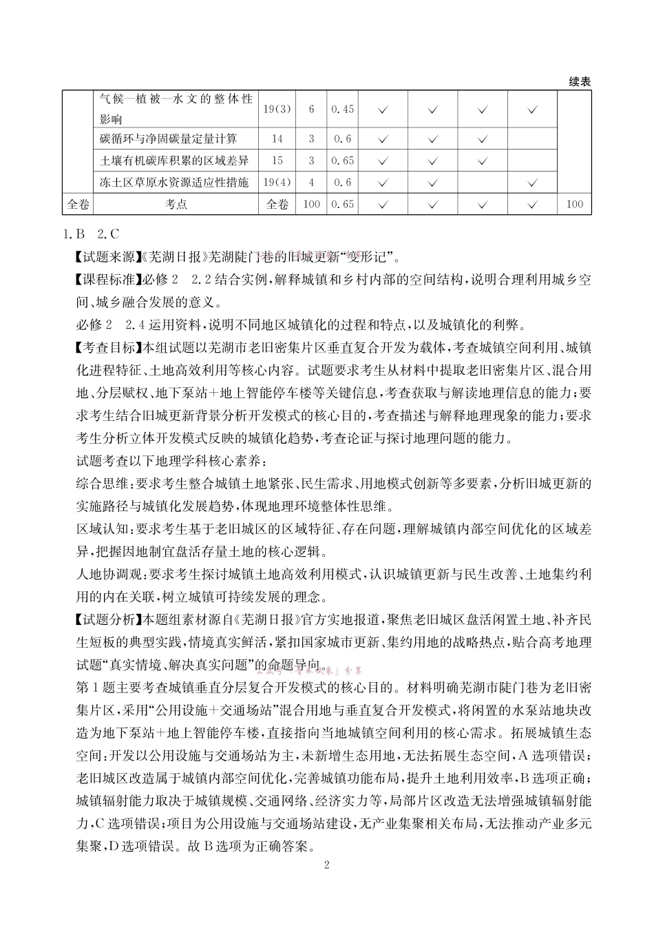 大数据智学领航2026年高考适应训练地理答案.pdf_第2页