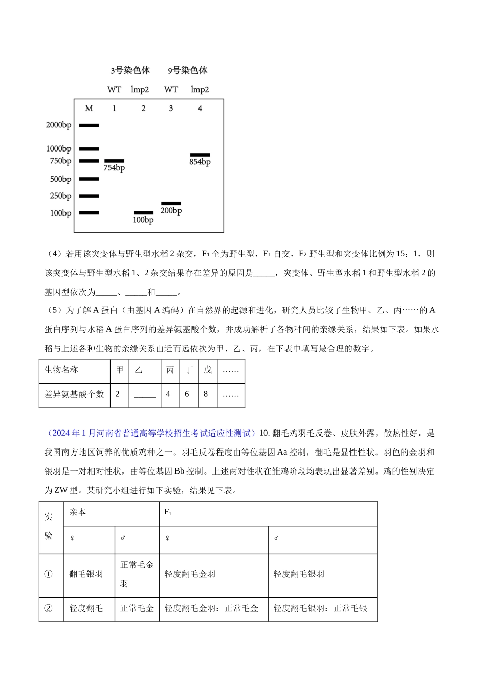 专题04 遗传的基本规律和人类遗传病（原卷版） .docx_第3页