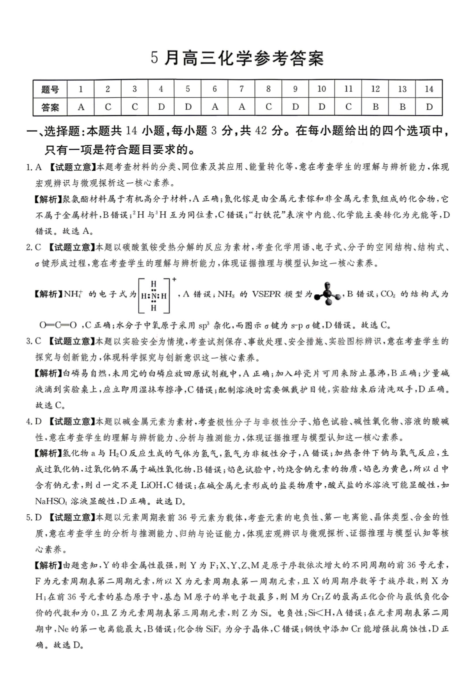 化学河南湘豫名校联盟2026年5月高三年级模拟联考(5.20-5.21)(1).pdf_第1页