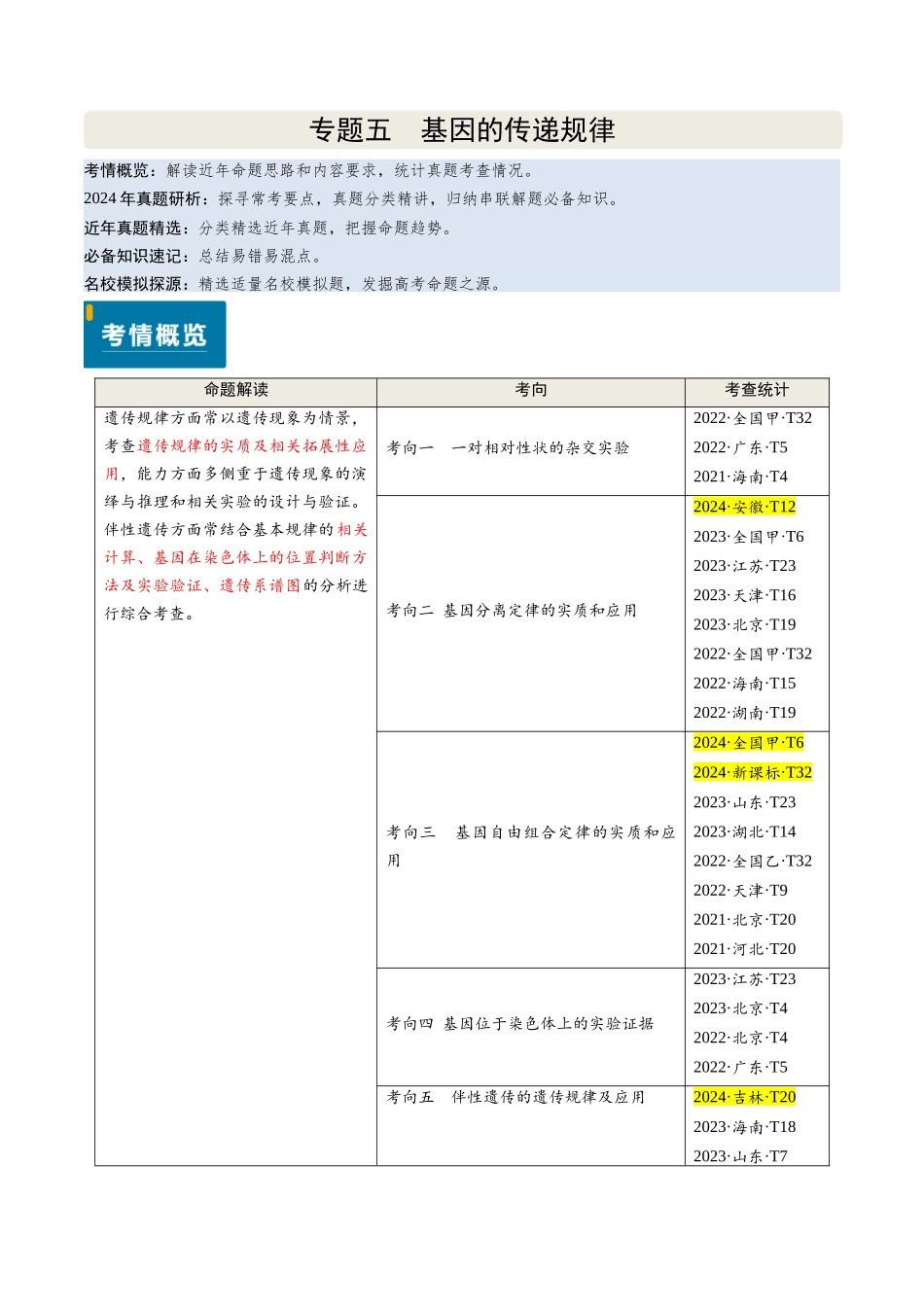 专题05 基因的传递规律-(新高考通用)(解析版).docx_第1页