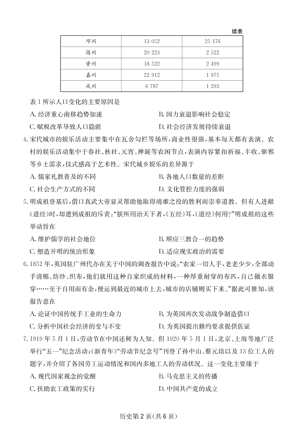 历史四川大数据智学领航2026年5月高三年级高考适应训练（5.18-5.19）.pdf_第2页