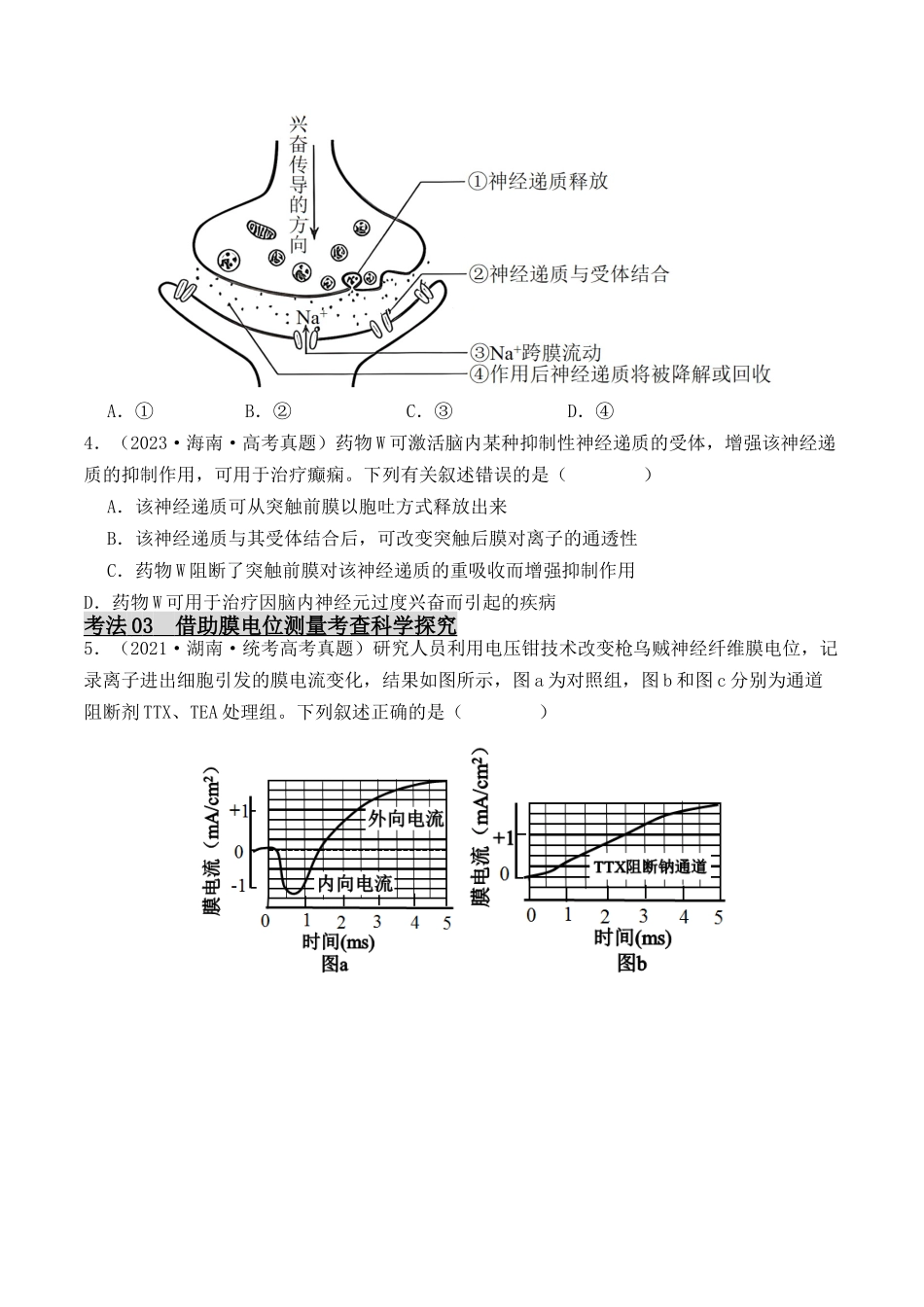 专题05 神经调节的相关实验探究（原卷版）.docx_第2页