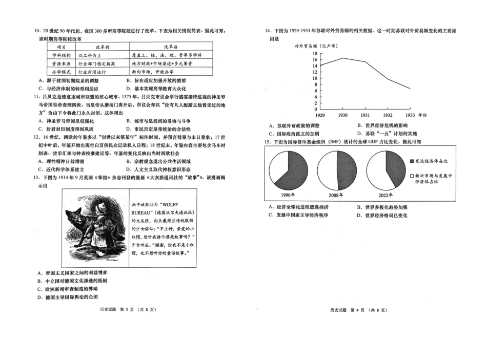 青岛市2026年高三年级第二次适应性检测历史.pdf_第2页