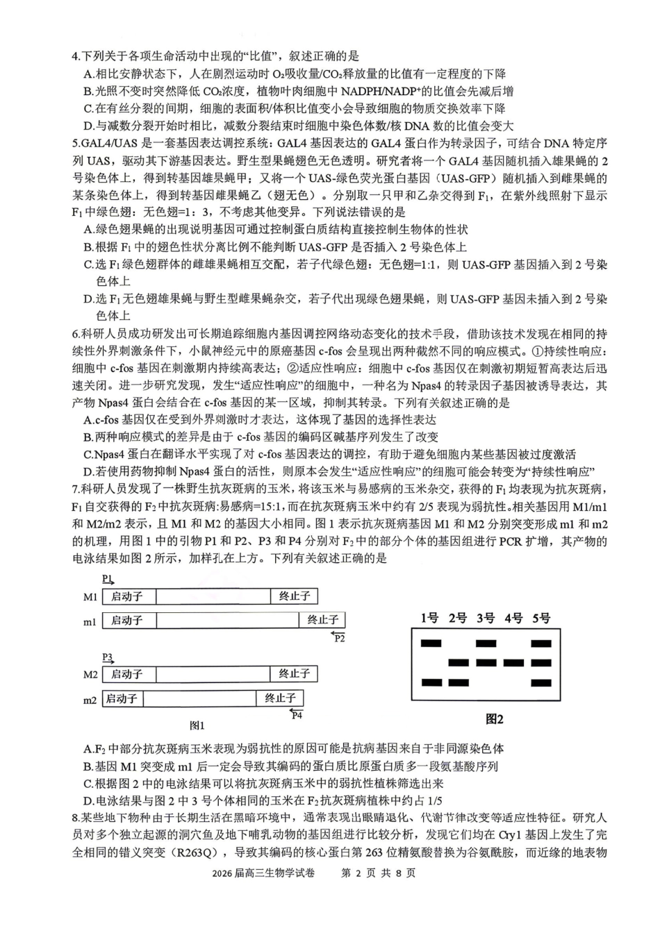 生物+答案【一六八最后一卷】安徽合肥市第一六八中学等校2026届高三年级最后一卷(5.14-5.15).pdf_第2页