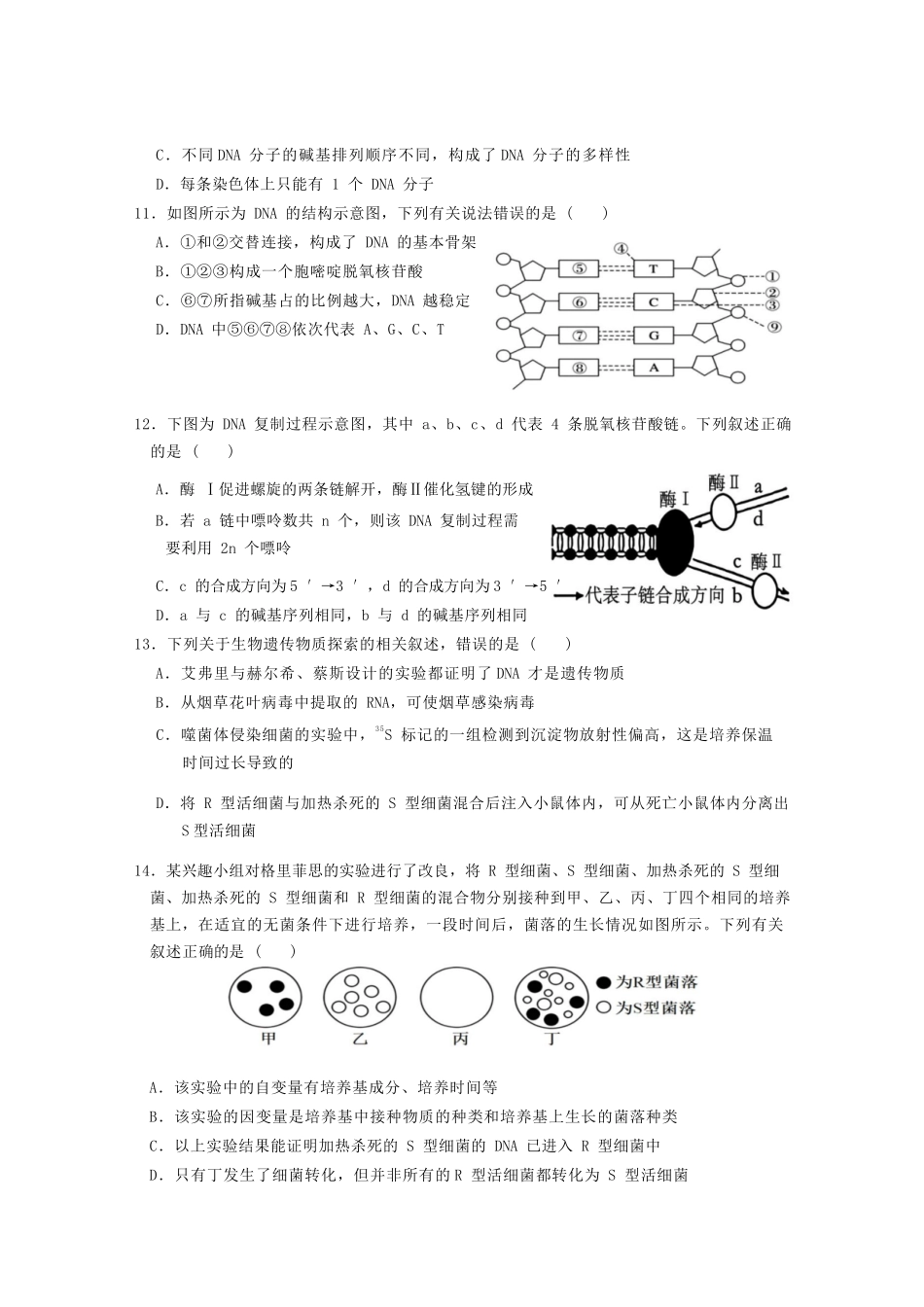 生物广东实验中学2025-2026学年(下)高一年级中段期中模块考试(5.5-5.6).docx_第3页