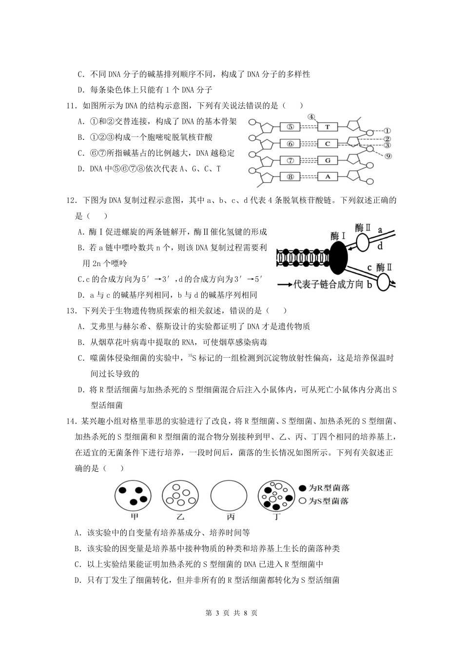 生物广东实验中学2025-2026学年(下)高一年级中段期中模块考试(5.5-5.6).pdf_第3页