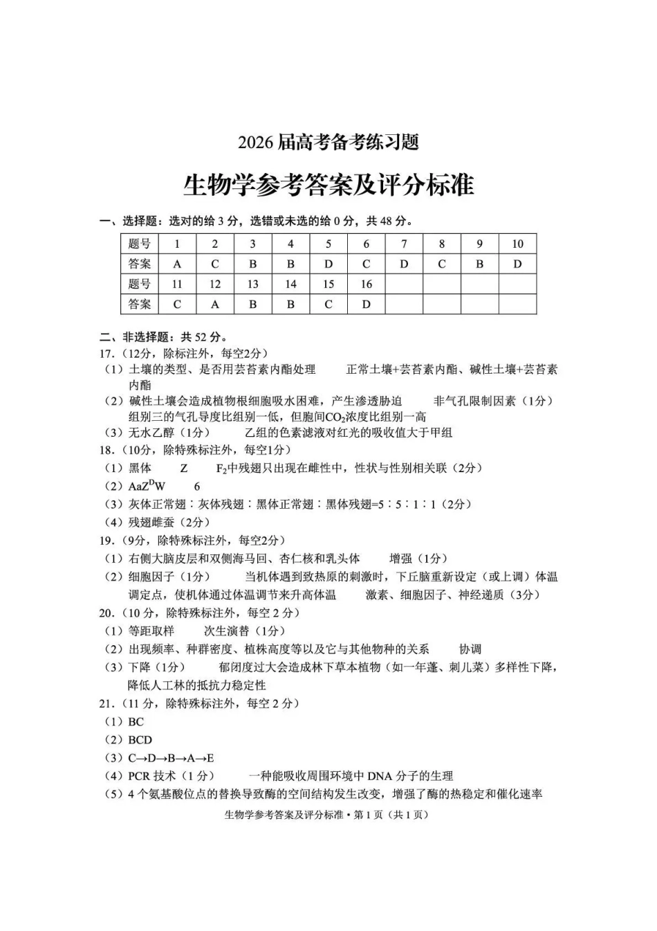 生物云南云南师大附中2026届高考备考练习题（5.15-5.16）(1).pdf_第1页
