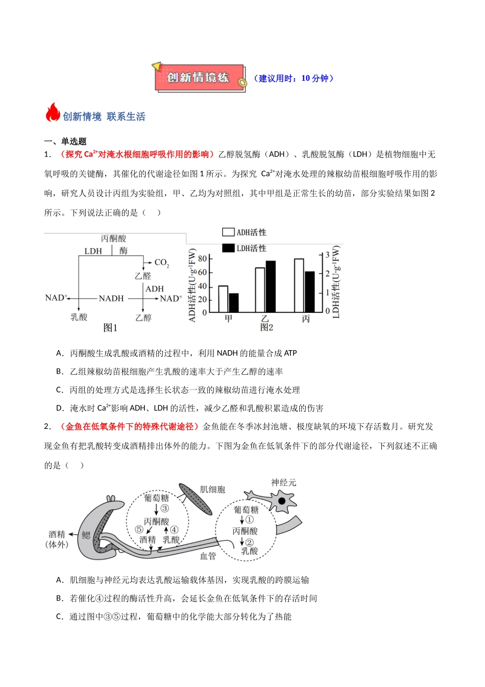 专题05 细胞呼吸的原理和应用(原卷版).docx_第3页