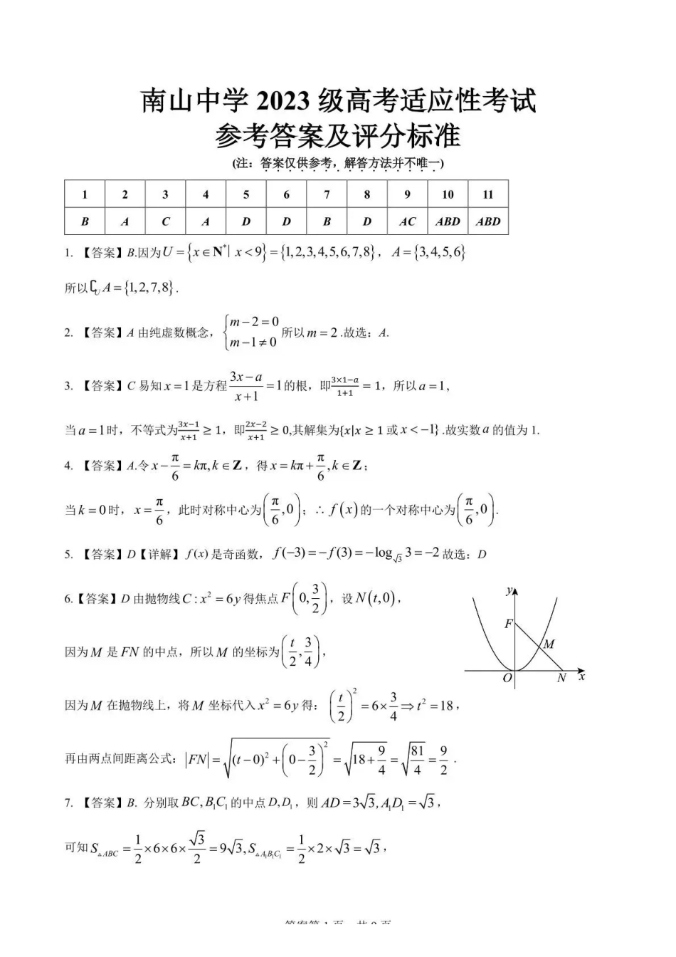数学四川绵阳南山中学高2023级(2026届)高三年级高考适应性考试(南山三诊)(5.17-5.18)(1).pdf_第1页