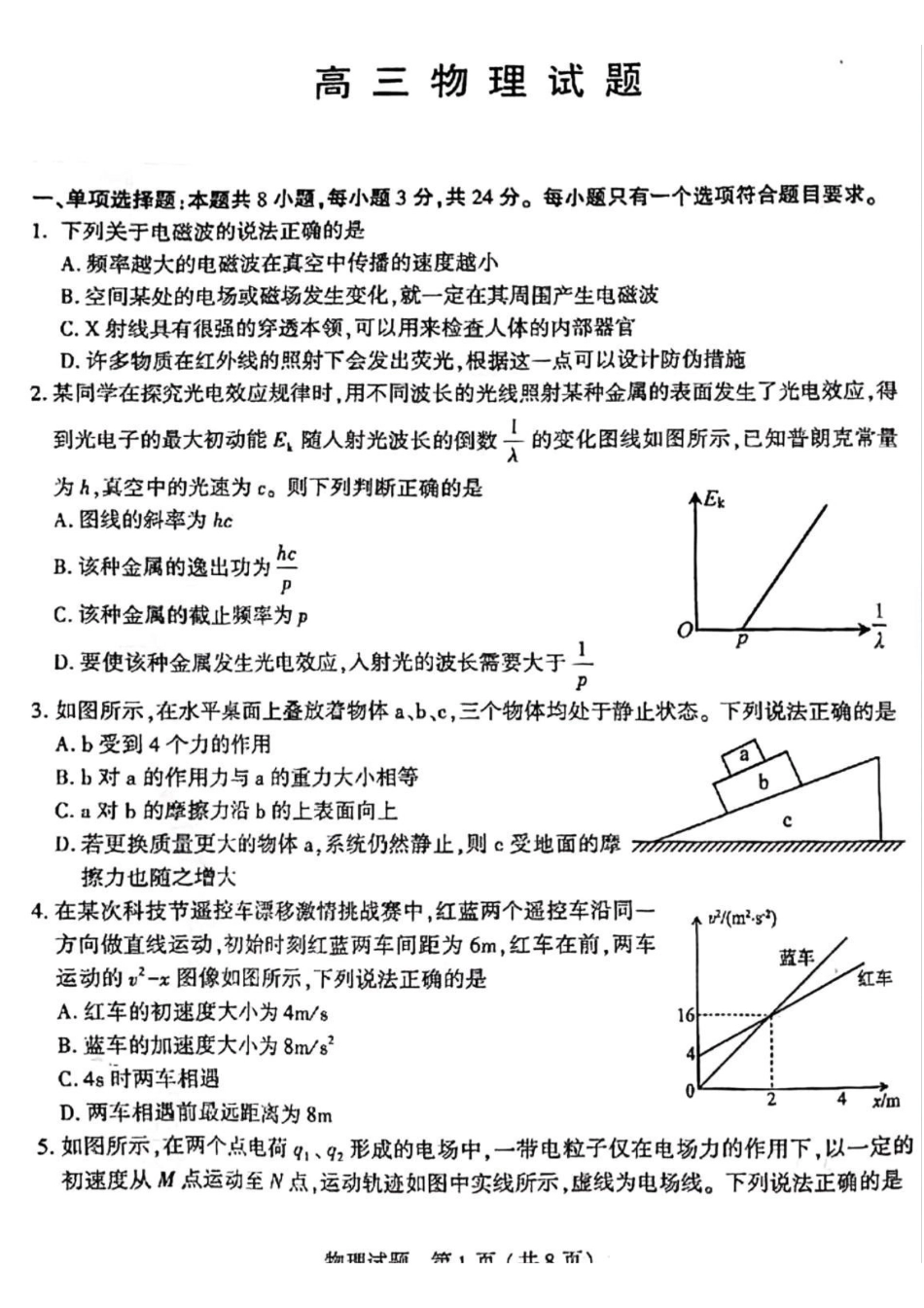 物理+参考答案山东潍坊市、日照市、临沂市四县2026届高三年级5月模拟预联考(5.14-5.16).pdf_第1页