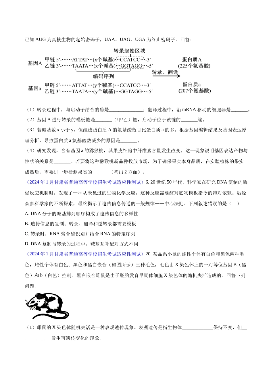 专题05 遗传的分子基础、变异和进化(原卷版).docx_第2页