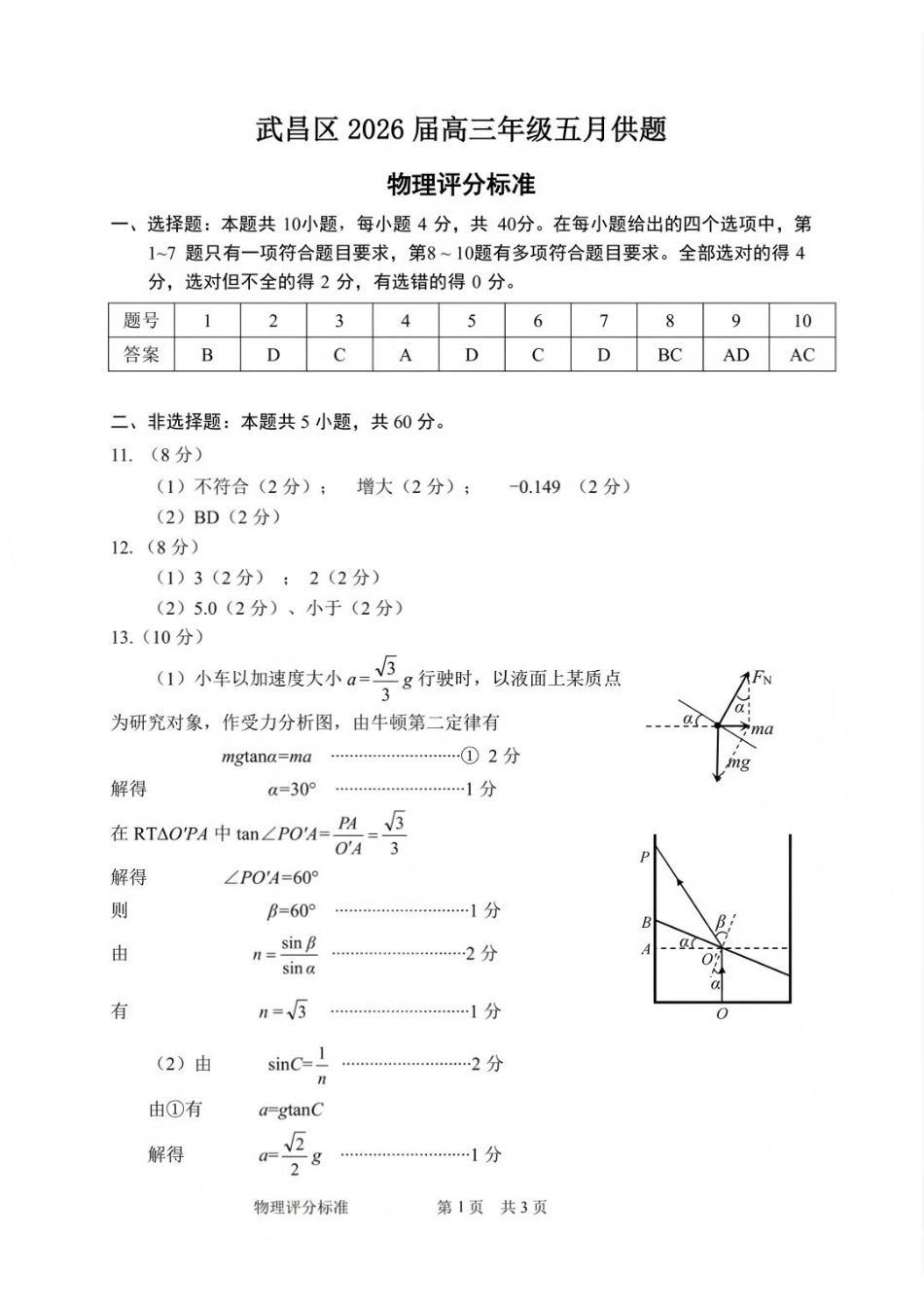 物理湖北武汉市武昌区2026届高三年级五月供题(武昌五调)(5.14-5.15)(1).pdf_第1页