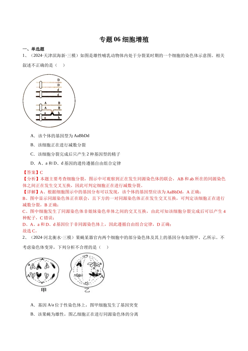 专题06 细胞增殖(解析版).docx_第1页