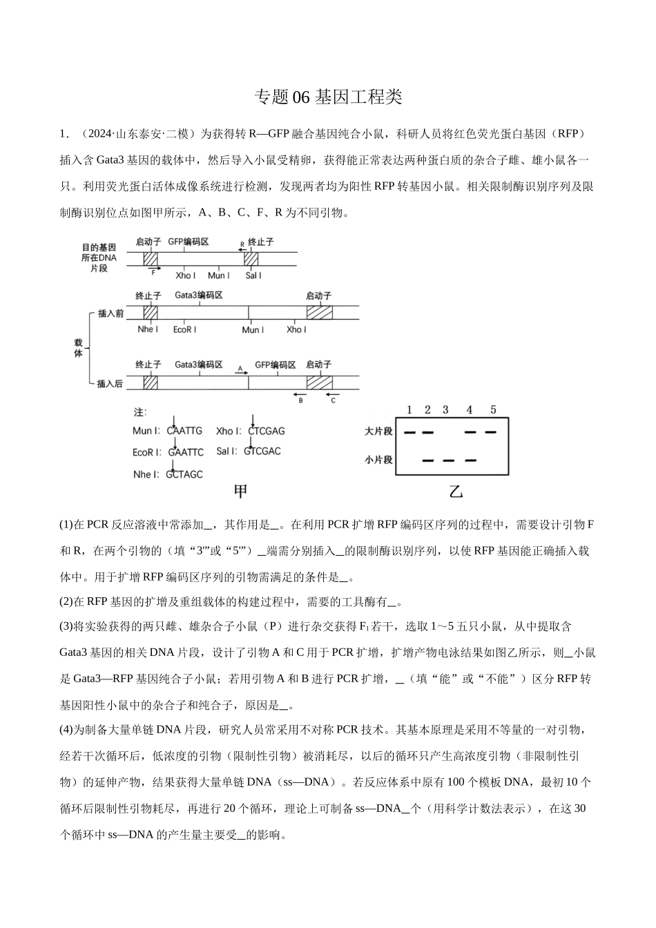 专题06 基因工程类（原卷版).docx_第1页