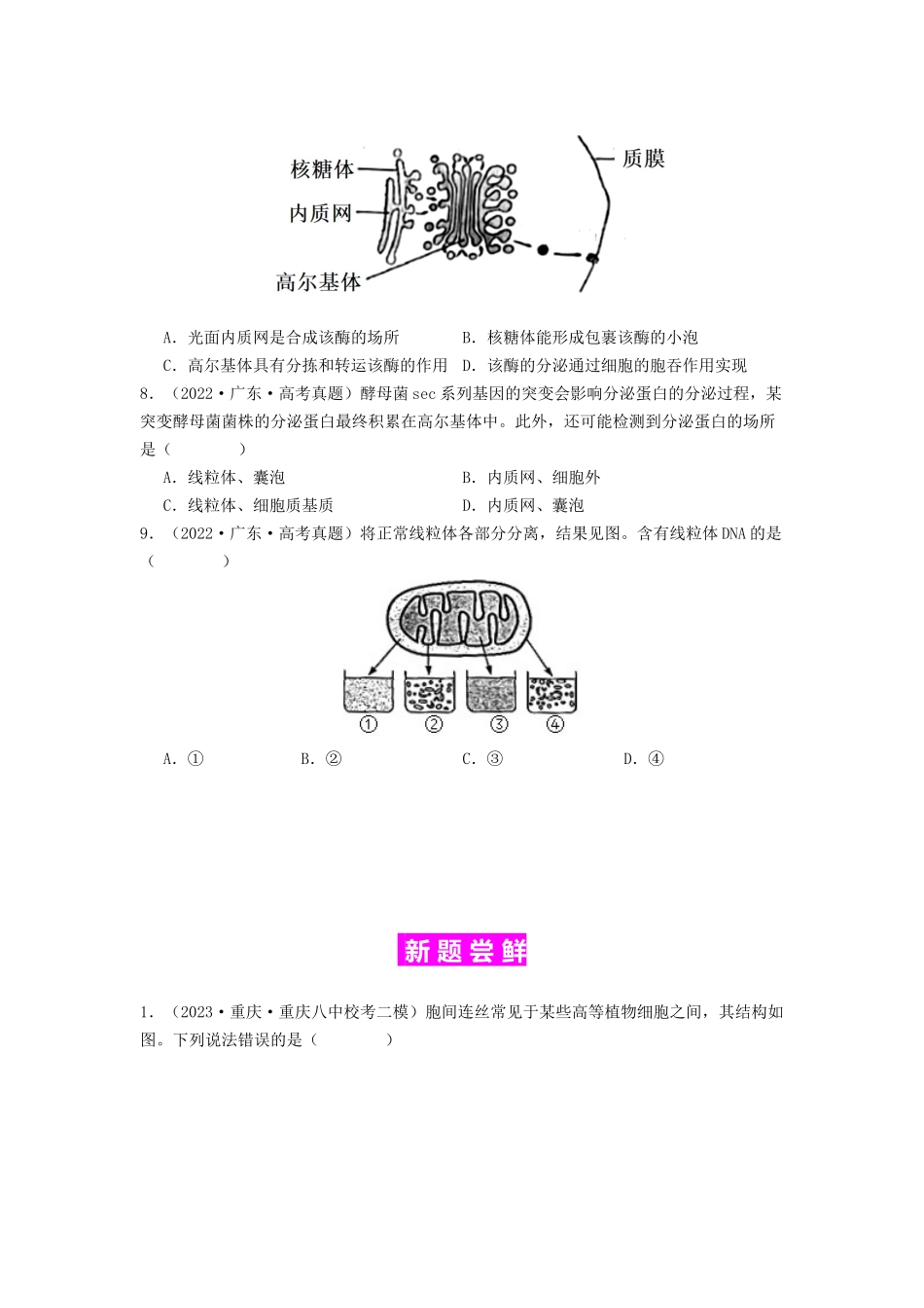 专题06 细胞器（原卷版）.docx_第3页