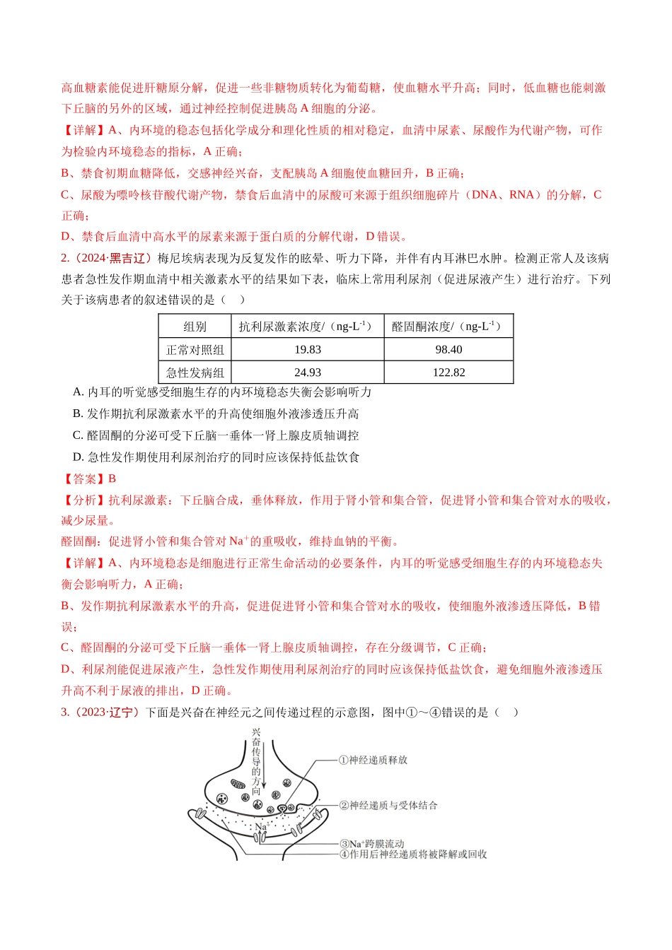 专题07 稳态与调节(教师版).docx_第2页