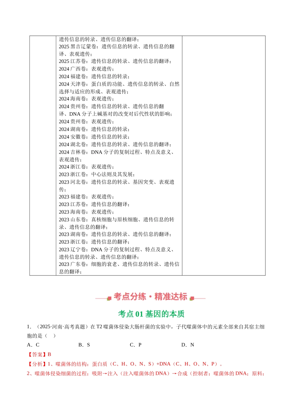专题07 遗传的分子基础（全国通用）（教师版）.docx_第2页