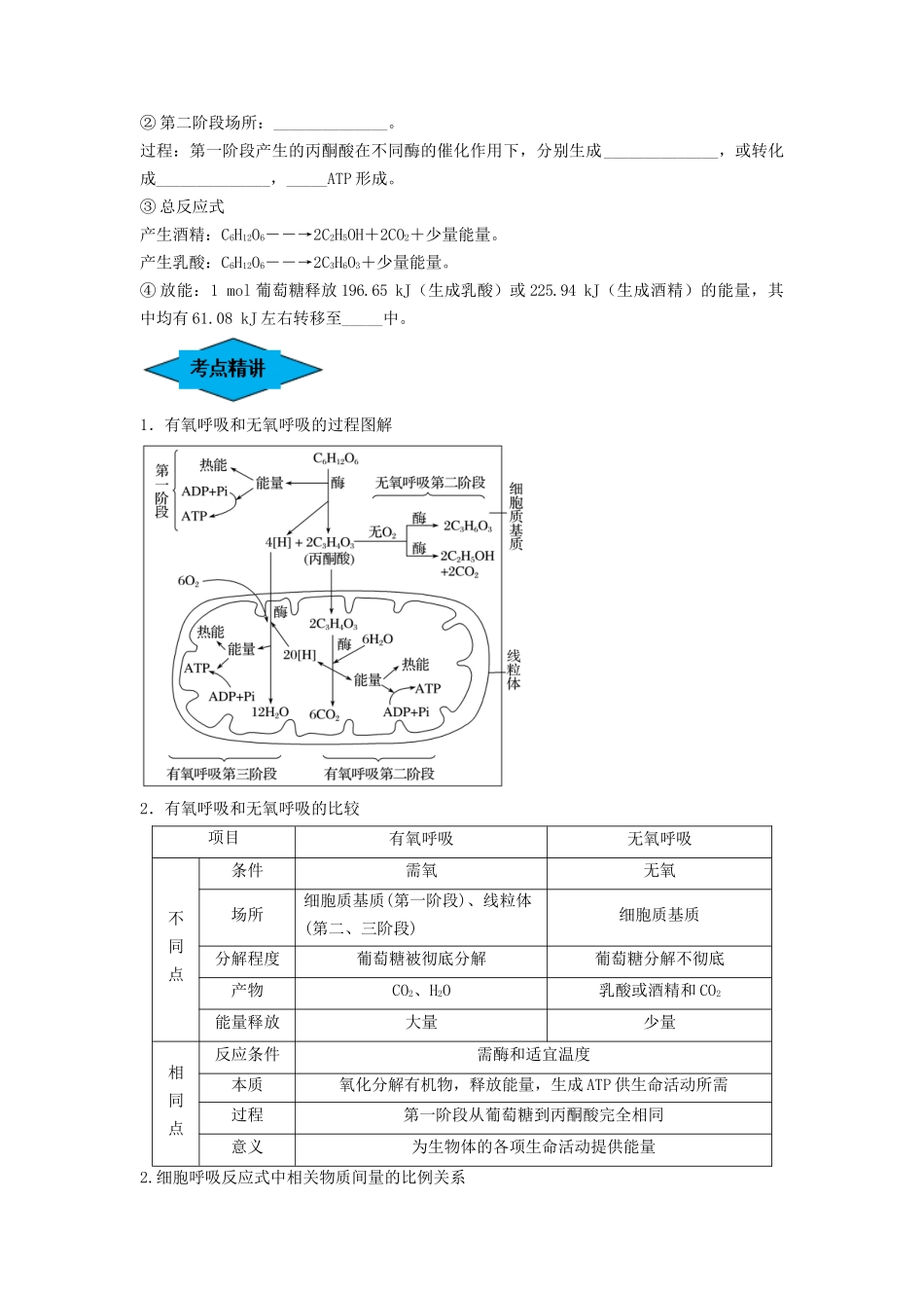 专题08 细胞呼吸(串讲)(原卷版).docx_第2页