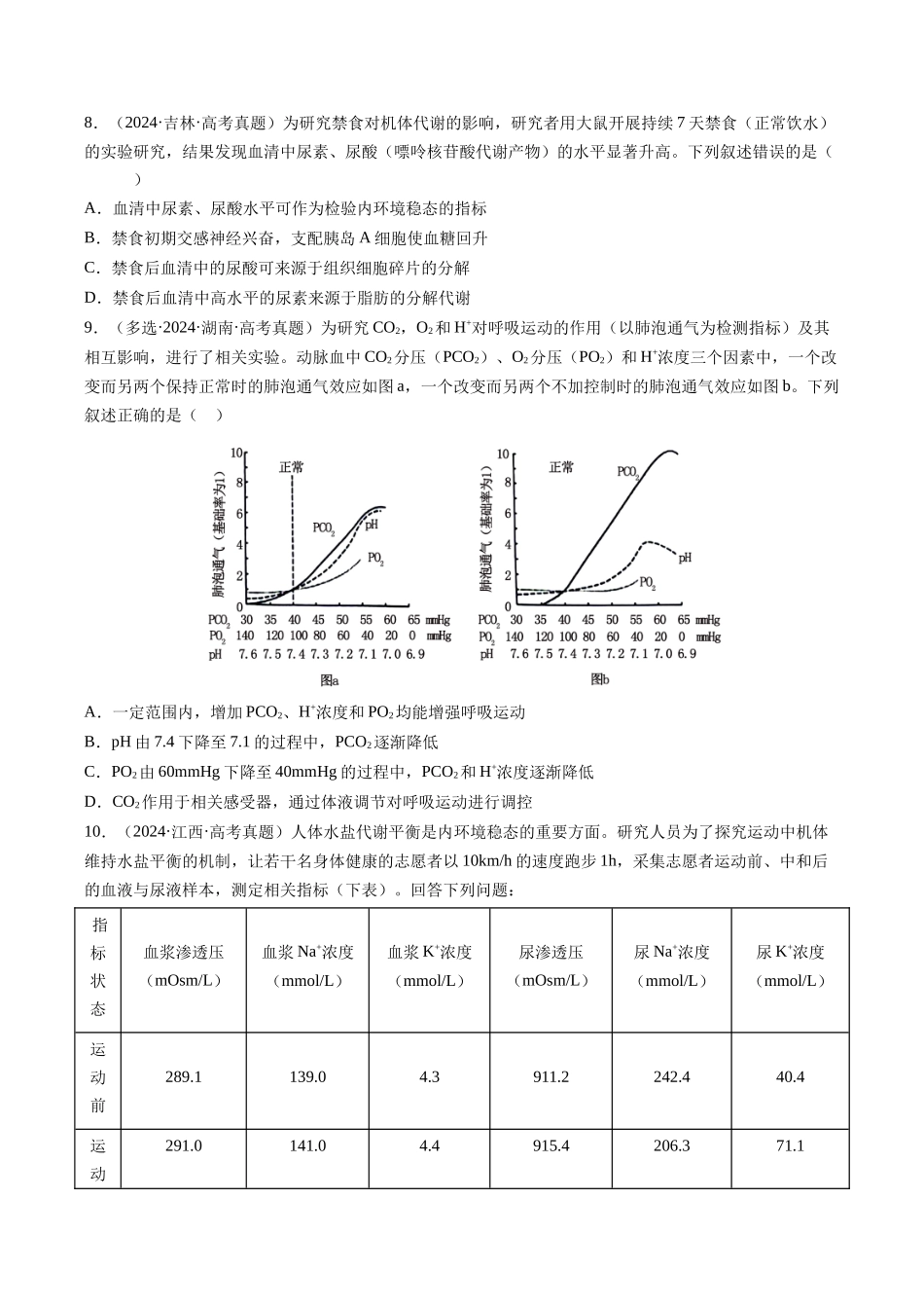 专题09 内环境与稳态（全国通用）（学生版）.docx_第3页
